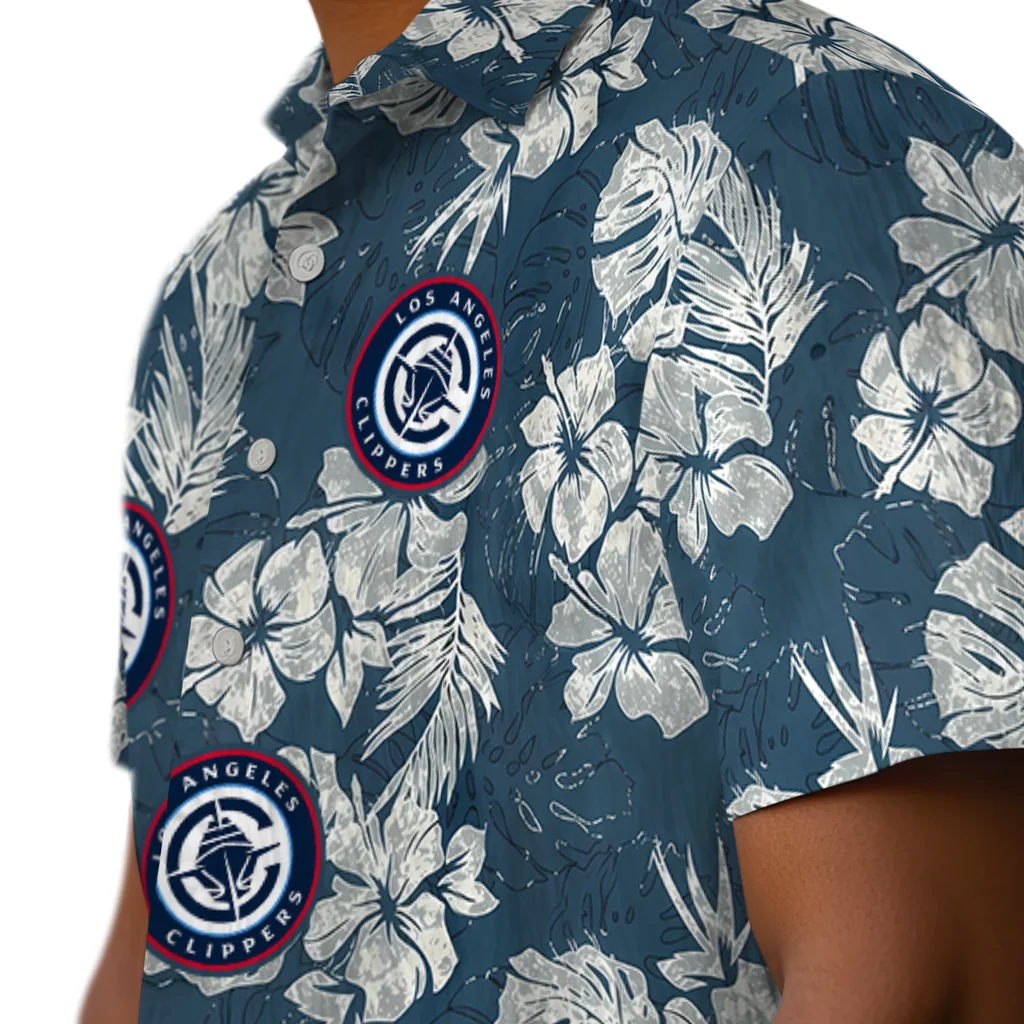 Los Angeles Clippers Hawaiian Shirt - Hibiscus Flowers los angeles clippers hibiscus flowers navy blue hawaiian shirts trendy