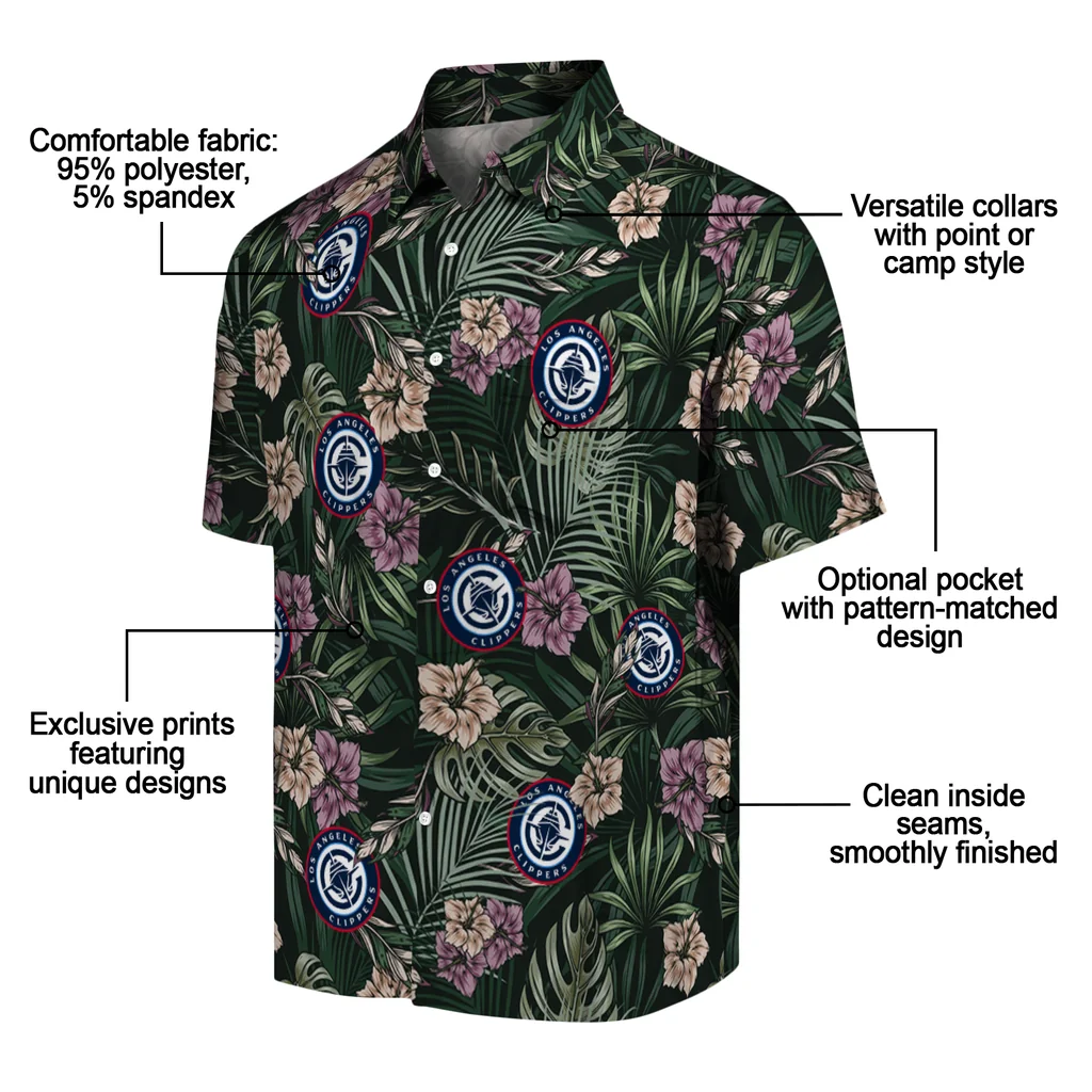 Los Angeles Clippers Hawaiian Shirt - Hibiscus Leaves Pattern los angeles clippers hibiscus leaves pattern green hawaiian shirts new arrival