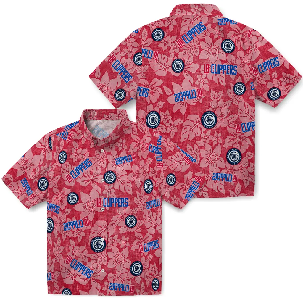 Los Angeles Clippers Hawaiian Shirt - Hibiscus Oasis los angeles clippers hibiscus oasis red hawaiian shirts high quality