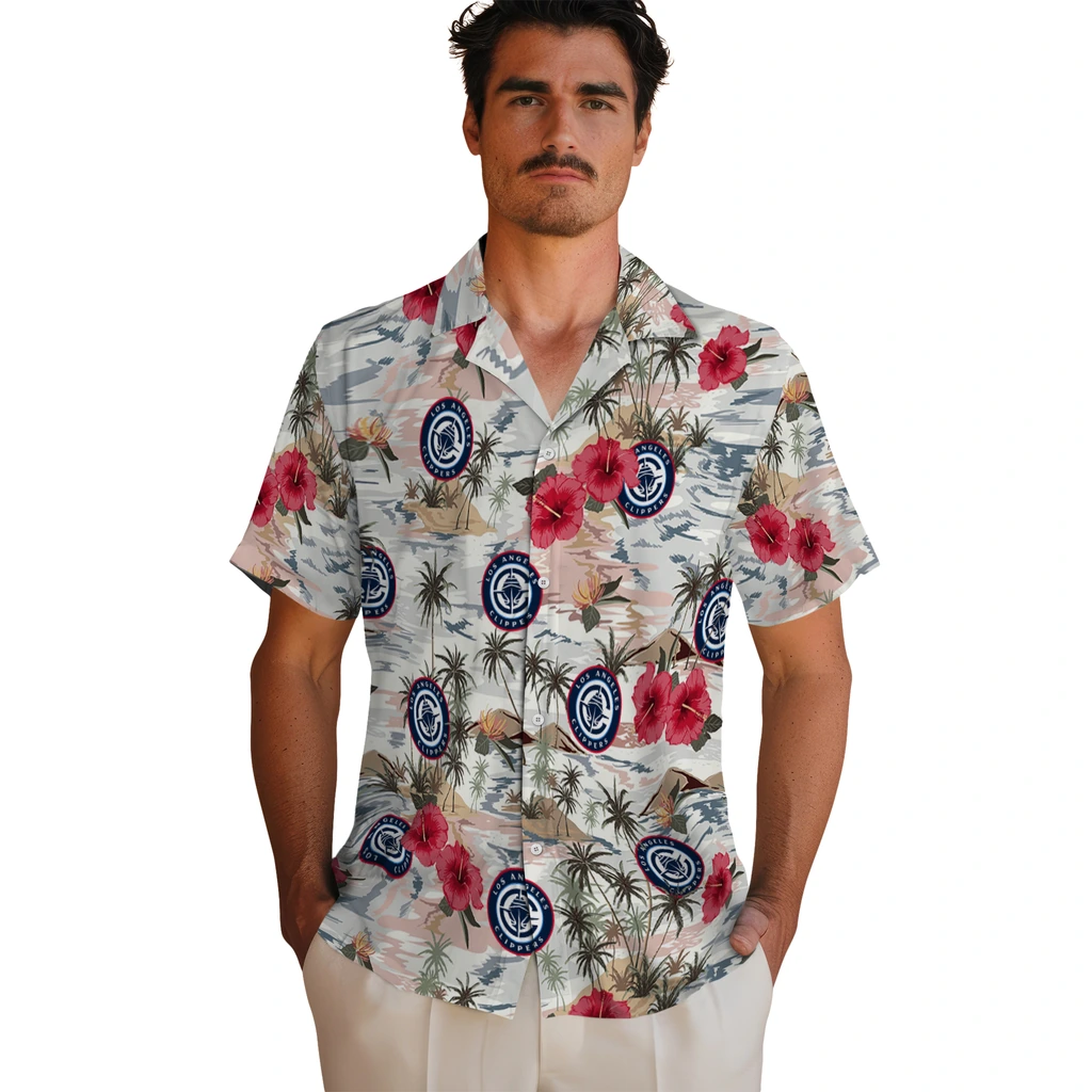 Los Angeles Clippers Hawaiian Shirt - Hibiscus Seaside los angeles clippers hibiscus seaside white hawaiian shirts fashion forward