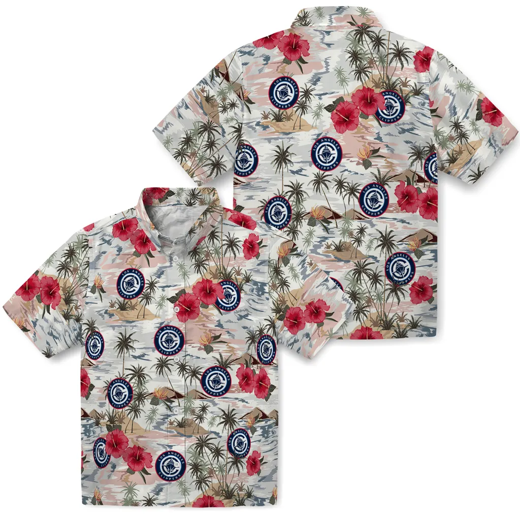 Los Angeles Clippers Hawaiian Shirt - Hibiscus Seaside los angeles clippers hibiscus seaside white hawaiian shirts high quality