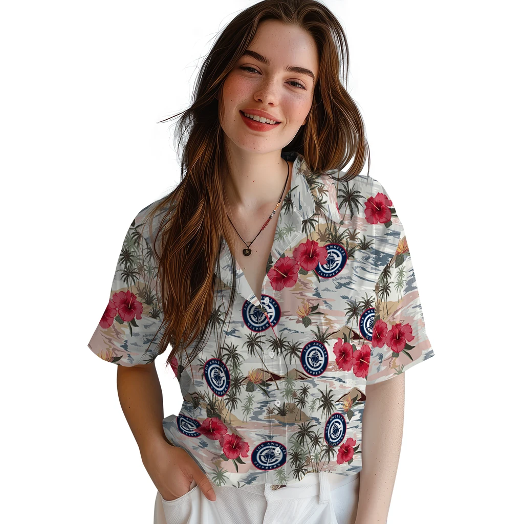 Los Angeles Clippers Hawaiian Shirt - Hibiscus Seaside los angeles clippers hibiscus seaside white hawaiian shirts latest model