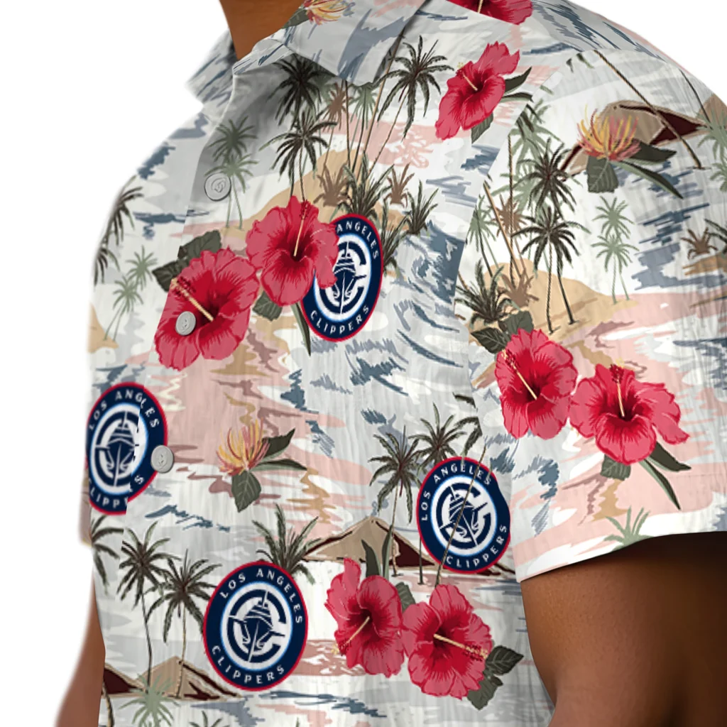 Los Angeles Clippers Hawaiian Shirt - Hibiscus Seaside los angeles clippers hibiscus seaside white hawaiian shirts trendy