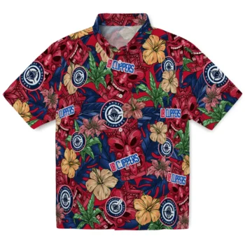 los angeles clippers tiki jungle red hawaiian shirts best selling