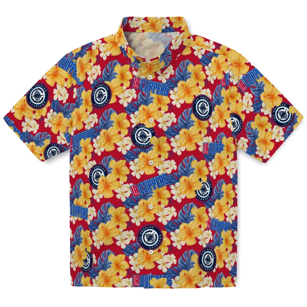 Los Angeles Clippers Hawaiian Shirt - Hibiscus Tropics los angeles clippers hibiscus tropics red yellow hawaiian shirts best selling