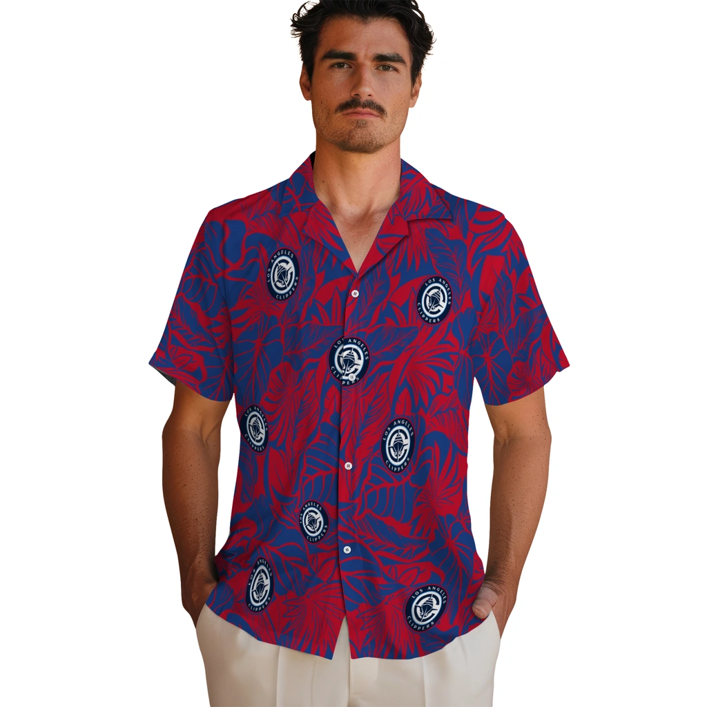Los Angeles Clippers Hawaiian Shirt - Monstera Layer los angeles clippers monstera layer red hawaiian shirts fashion forward