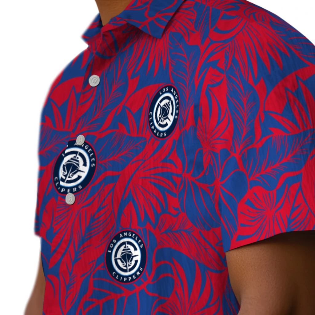 Los Angeles Clippers Hawaiian Shirt - Monstera Layer los angeles clippers monstera layer red hawaiian shirts trendy
