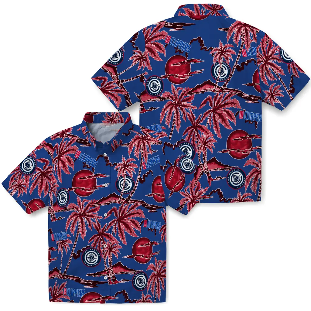 Los Angeles Clippers Hawaiian Shirt - Palm Sunset los angeles clippers palm sunset hawaiian shirts high quality