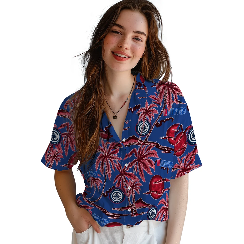 Los Angeles Clippers Hawaiian Shirt - Palm Sunset los angeles clippers palm sunset hawaiian shirts latest model