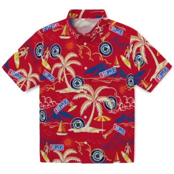 los angeles clippers palm tree island red hawaiian shirts best selling