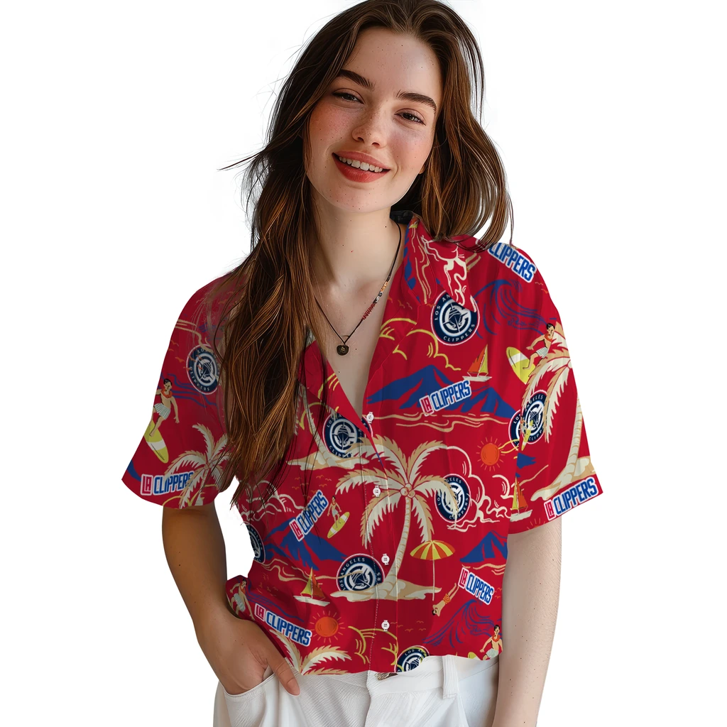 Los Angeles Clippers Hawaiian Shirt - Palm Tree Island los angeles clippers palm tree island red hawaiian shirts latest model