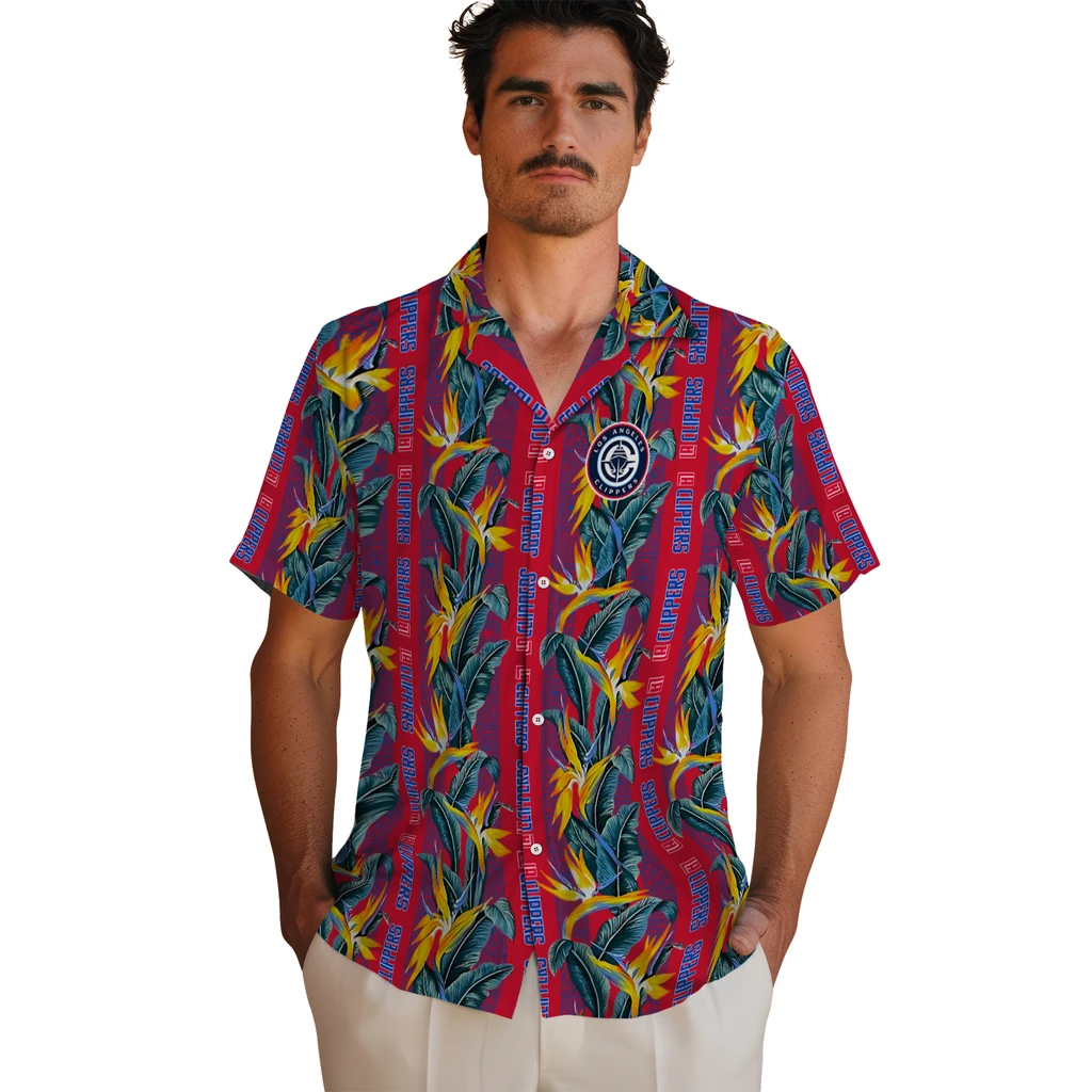 Los Angeles Clippers Hawaiian Shirt - Paradise Vines los angeles clippers paradise vines red hawaiian shirts fashion forward