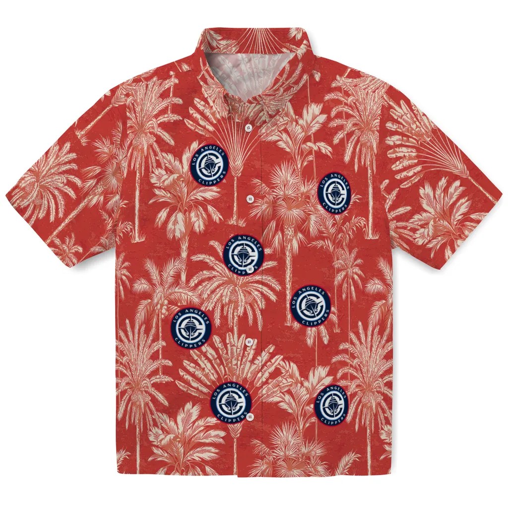 Los Angeles Clippers Hawaiian Shirt - Vintage Palm Tree los angeles clippers palm shadows red hawaiian shirts best selling