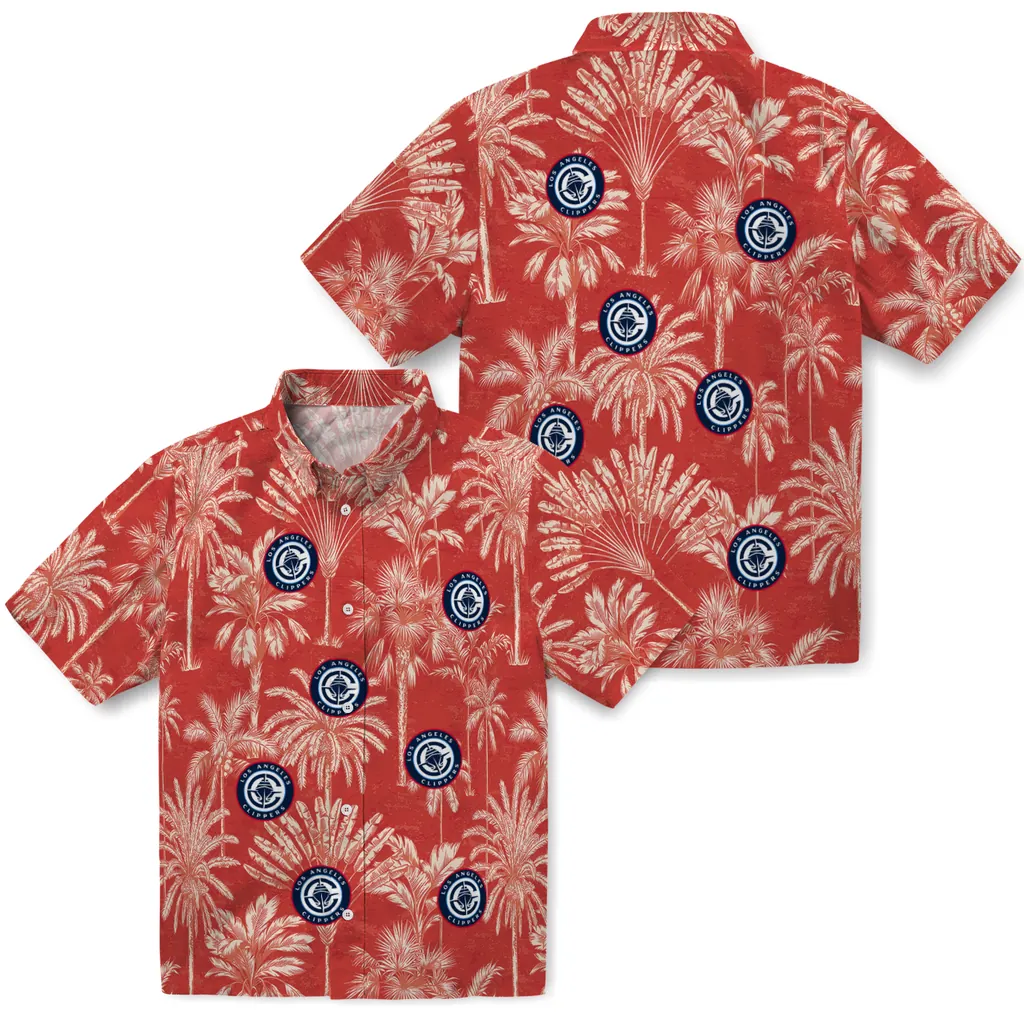 Los Angeles Clippers Hawaiian Shirt - Vintage Palm Tree los angeles clippers palm shadows red hawaiian shirts high quality