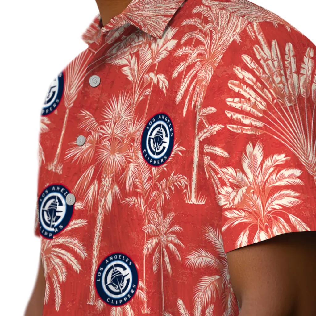 Los Angeles Clippers Hawaiian Shirt - Vintage Palm Tree los angeles clippers palm shadows red hawaiian shirts trendy