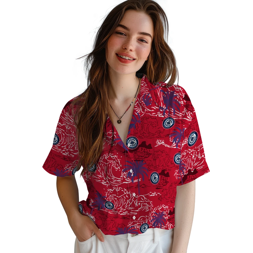 Los Angeles Clippers Hawaiian Shirt - Wave Palm los angeles clippers wave palm red hawaiian shirts latest model