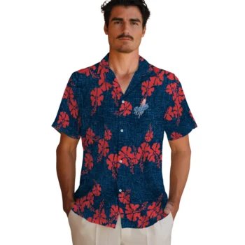 los angeles dodgers hibiscus petals blue hawaiian shirts fashion forward