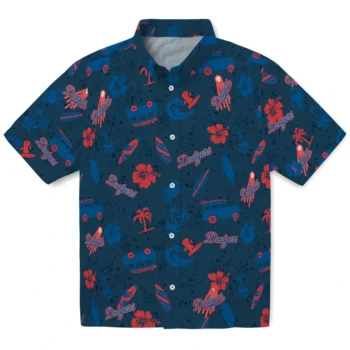 los angeles dodgers beach vibe navy hawaiian shirts best selling