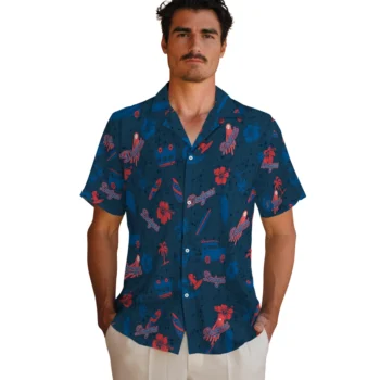 los angeles dodgers beach vibe navy hawaiian shirts fashion forward
