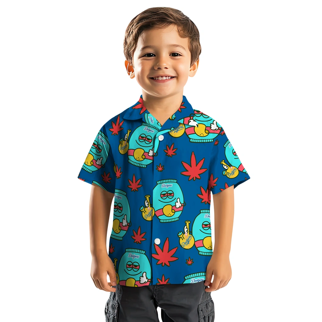 Los Angeles Dodgers Hawaiian Shirt - Chill Vibe los angeles dodgers bong smile blue hawaiian shirts top rated