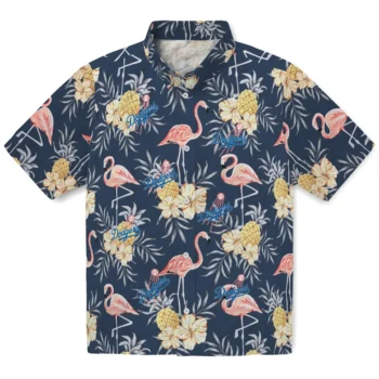los angeles dodgers flamingo hibiscus navy hawaiian shirts best selling