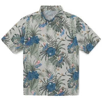 los angeles dodgers hibiscus designs beige hawaiian shirts best selling