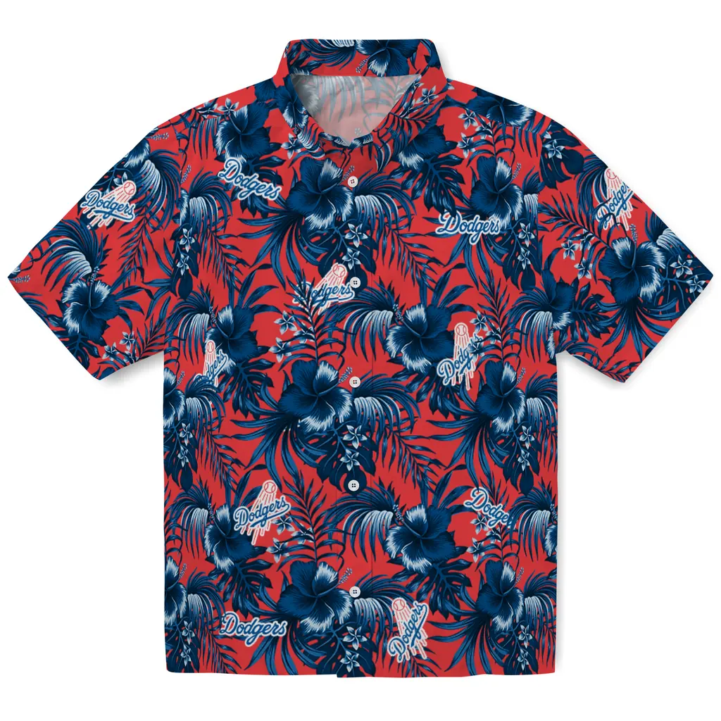 Los Angeles Dodgers Hawaiian Shirt - Hibiscus Exotic los angeles dodgers hibiscus exotic blue hawaiian shirts best selling