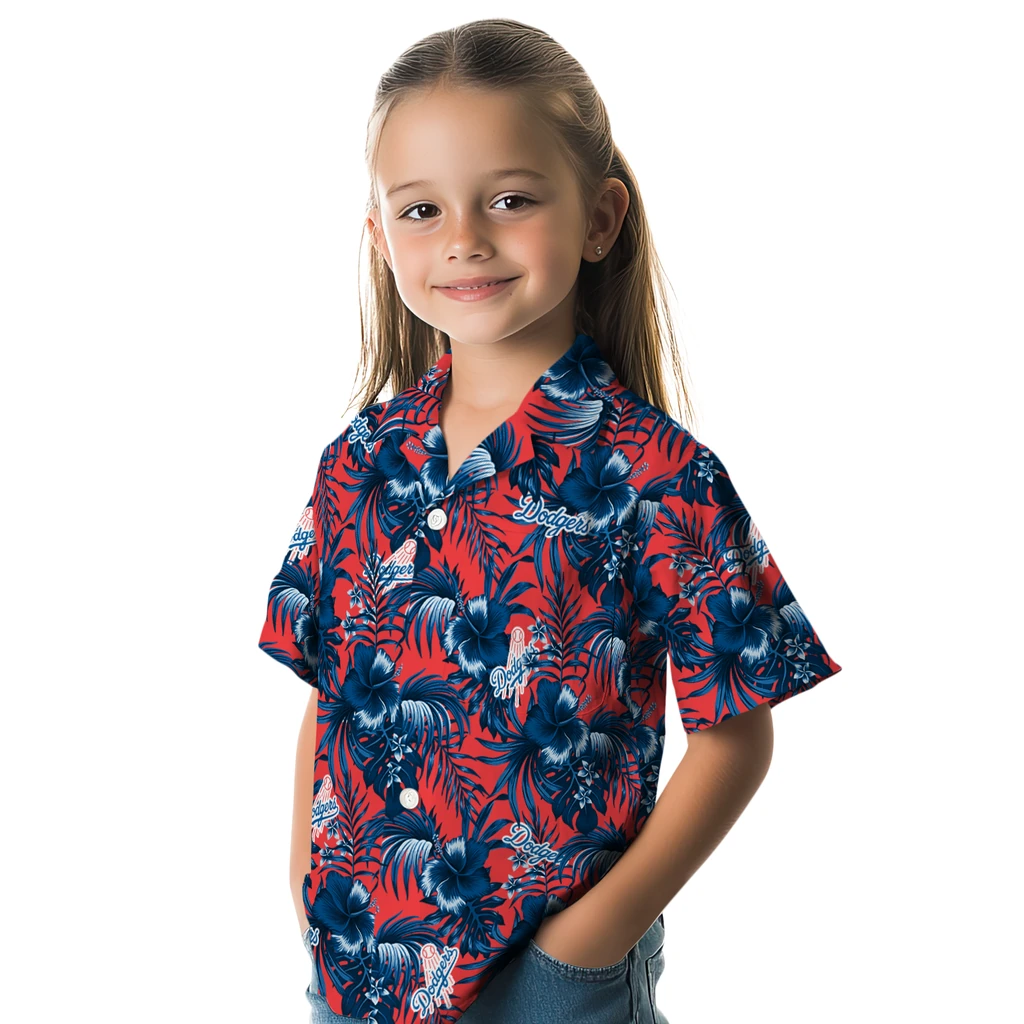 Los Angeles Dodgers Hawaiian Shirt - Hibiscus Exotic los angeles dodgers hibiscus exotic blue hawaiian shirts premium grade