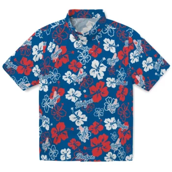 los angeles dodgers hibiscus bloom blue hawaiian shirts best selling