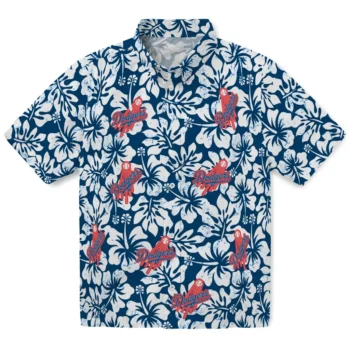 los angeles dodgers hibiscus motif blue white hawaiian shirts best selling
