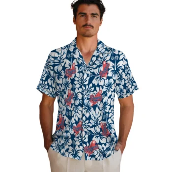 los angeles dodgers hibiscus motif blue white hawaiian shirts fashion forward