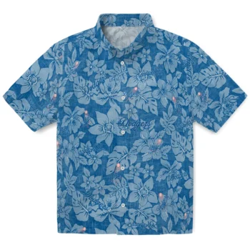 los angeles dodgers hibiscus oasis blue hawaiian shirts best selling