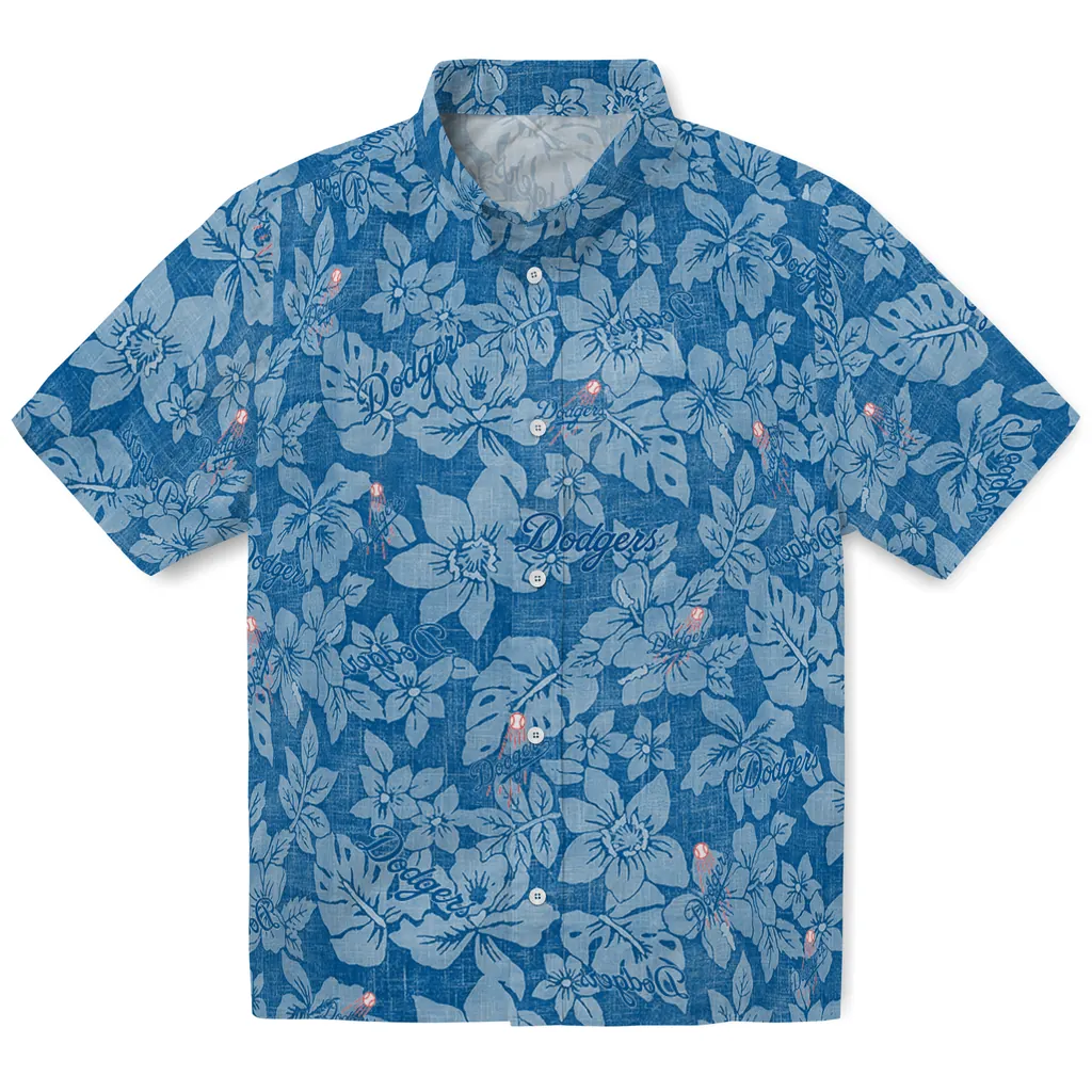 Los Angeles Dodgers Hawaiian Shirt - Hibiscus Oasis los angeles dodgers hibiscus oasis blue hawaiian shirts best selling