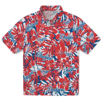 los angeles dodgers hibiscus overlay hawaiian shirts best selling