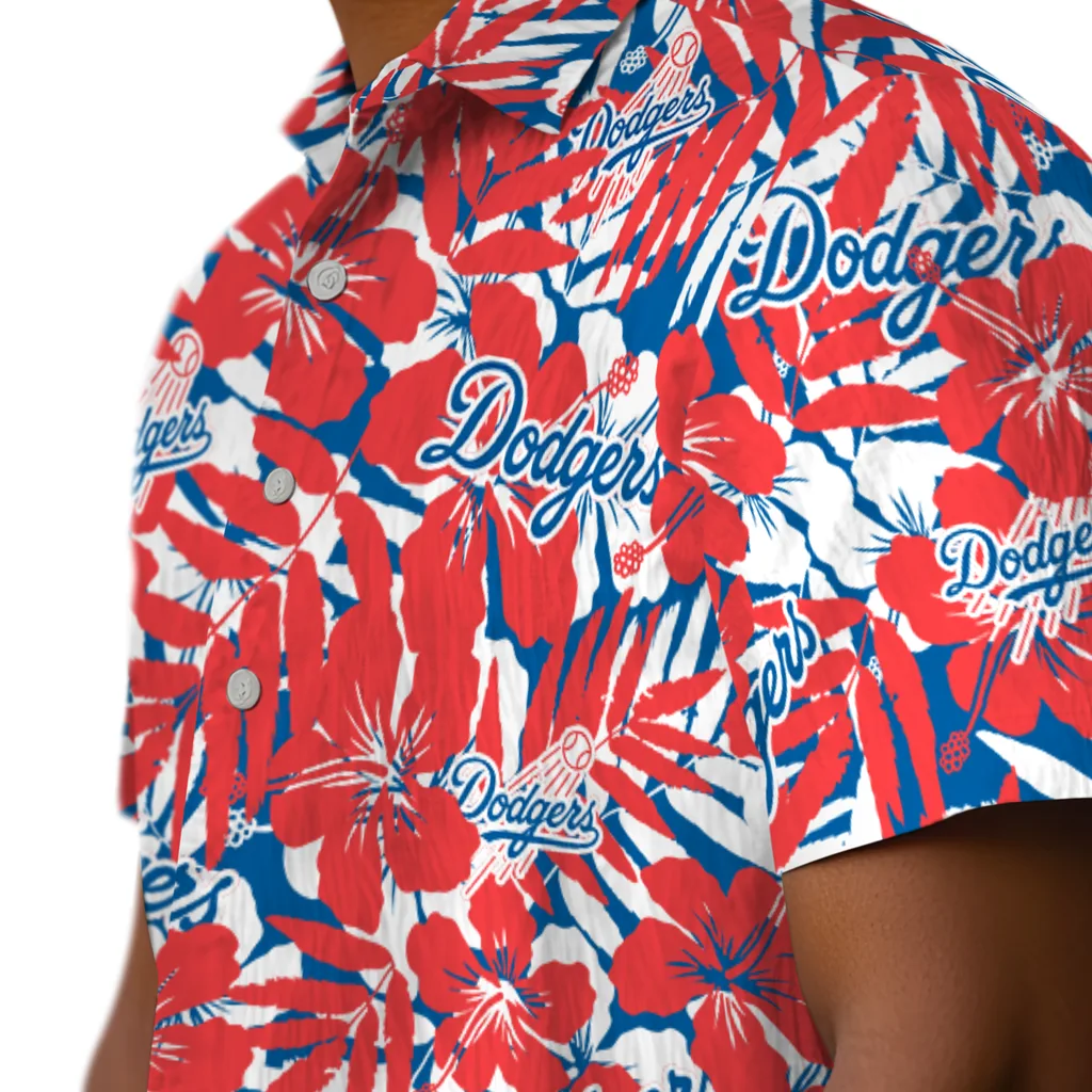 Los Angeles Dodgers Hawaiian Shirt - Hibiscus Overlay los angeles dodgers hibiscus overlay hawaiian shirts trendy