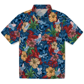 los angeles dodgers tiki jungle blue hawaiian shirts best selling