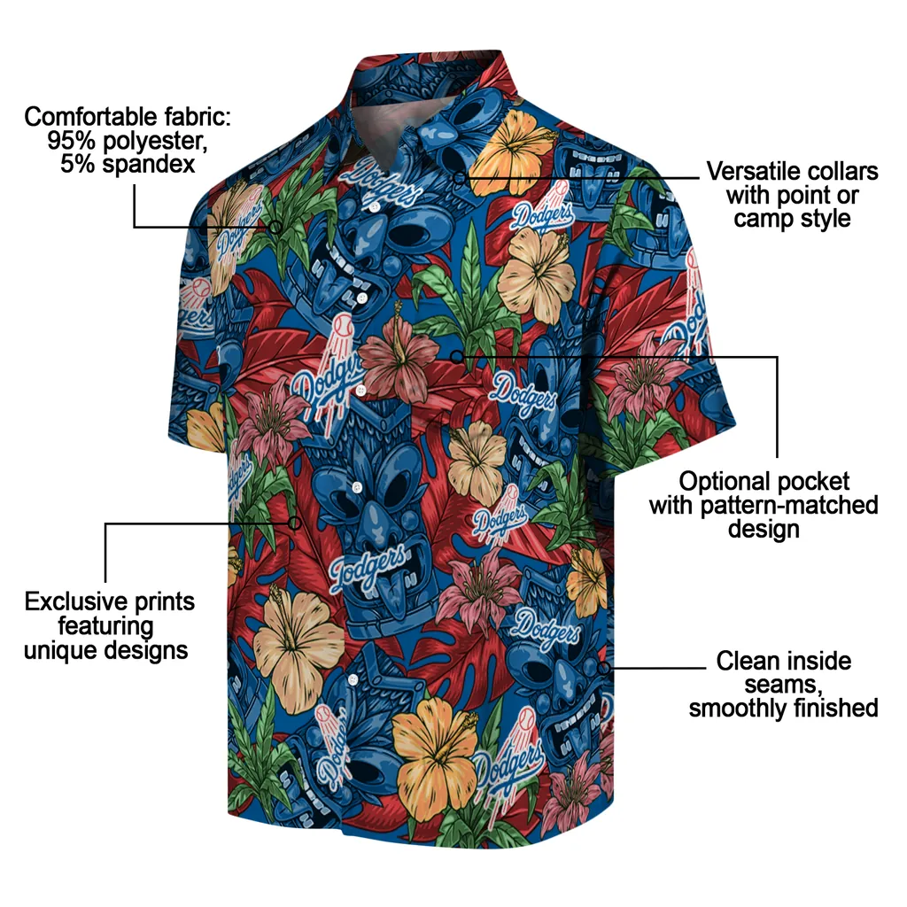 Los Angeles Dodgers Hawaiian Shirt - Hibiscus Tiki Jungle los angeles dodgers tiki jungle blue hawaiian shirts new arrival