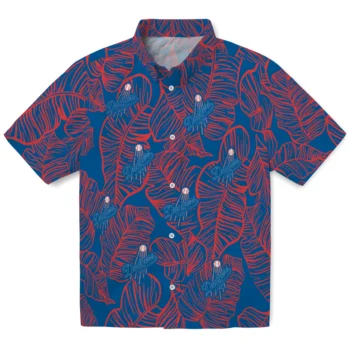 los angeles dodgers leaf outline blue hawaiian shirts best selling