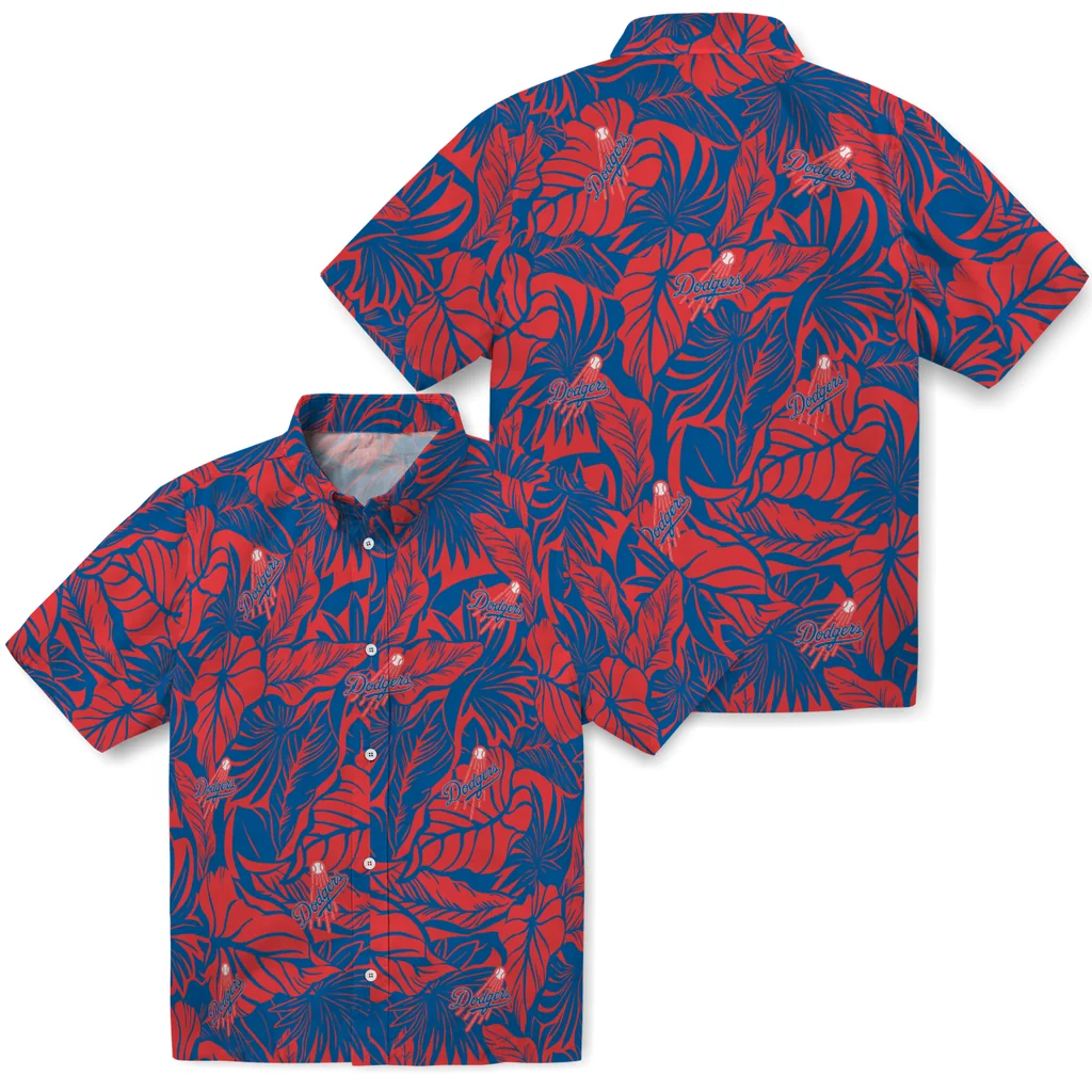 Los Angeles Dodgers Hawaiian Shirt - Monstera Layer los angeles dodgers monstera layer blue hawaiian shirts high quality