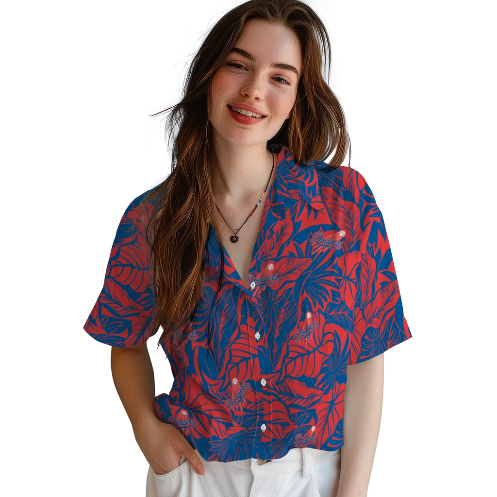 Los Angeles Dodgers Hawaiian Shirt - Monstera Layer los angeles dodgers monstera layer blue hawaiian shirts latest model
