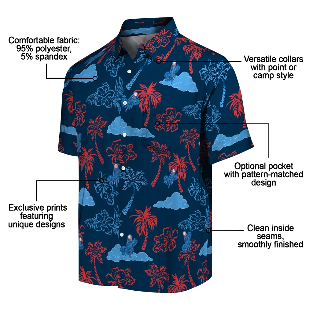 Los Angeles Dodgers Hawaiian Shirt - Palm And Clouds los angeles dodgers palm and clouds blue hawaiian shirts new arrival