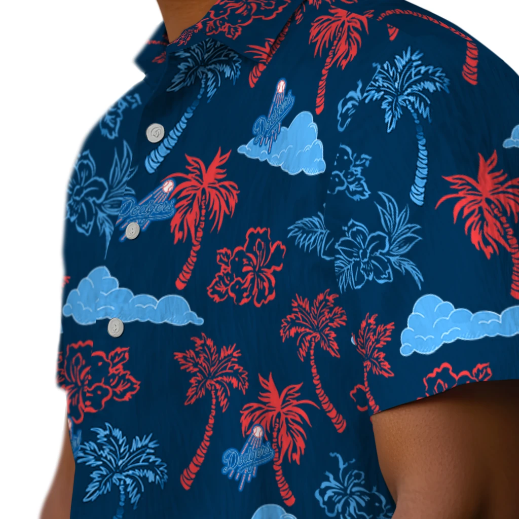 Los Angeles Dodgers Hawaiian Shirt - Palm And Clouds los angeles dodgers palm and clouds blue hawaiian shirts trendy