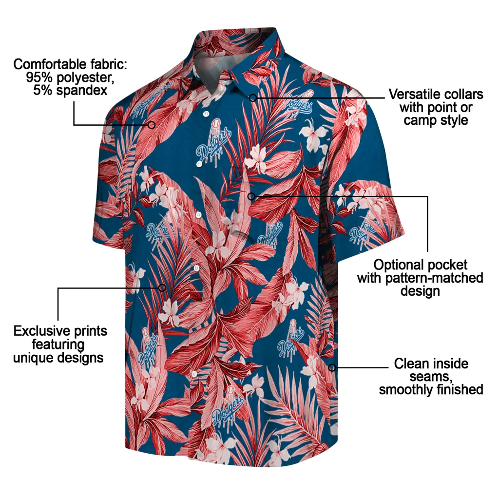 Los Angeles Dodgers Hawaiian Shirt - Palm Leaves los angeles dodgers palm leaves blue hawaiian shirts new arrival