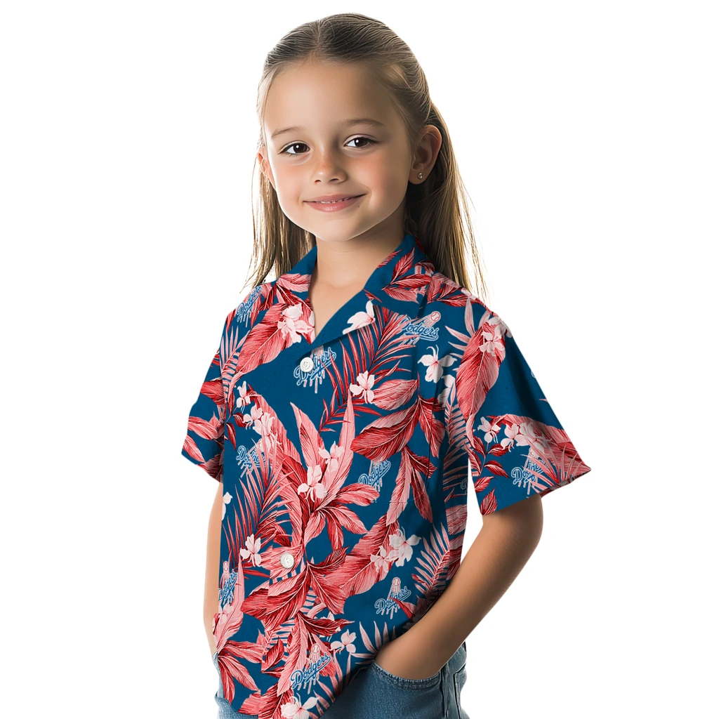 Los Angeles Dodgers Hawaiian Shirt - Palm Leaves los angeles dodgers palm leaves blue hawaiian shirts premium grade