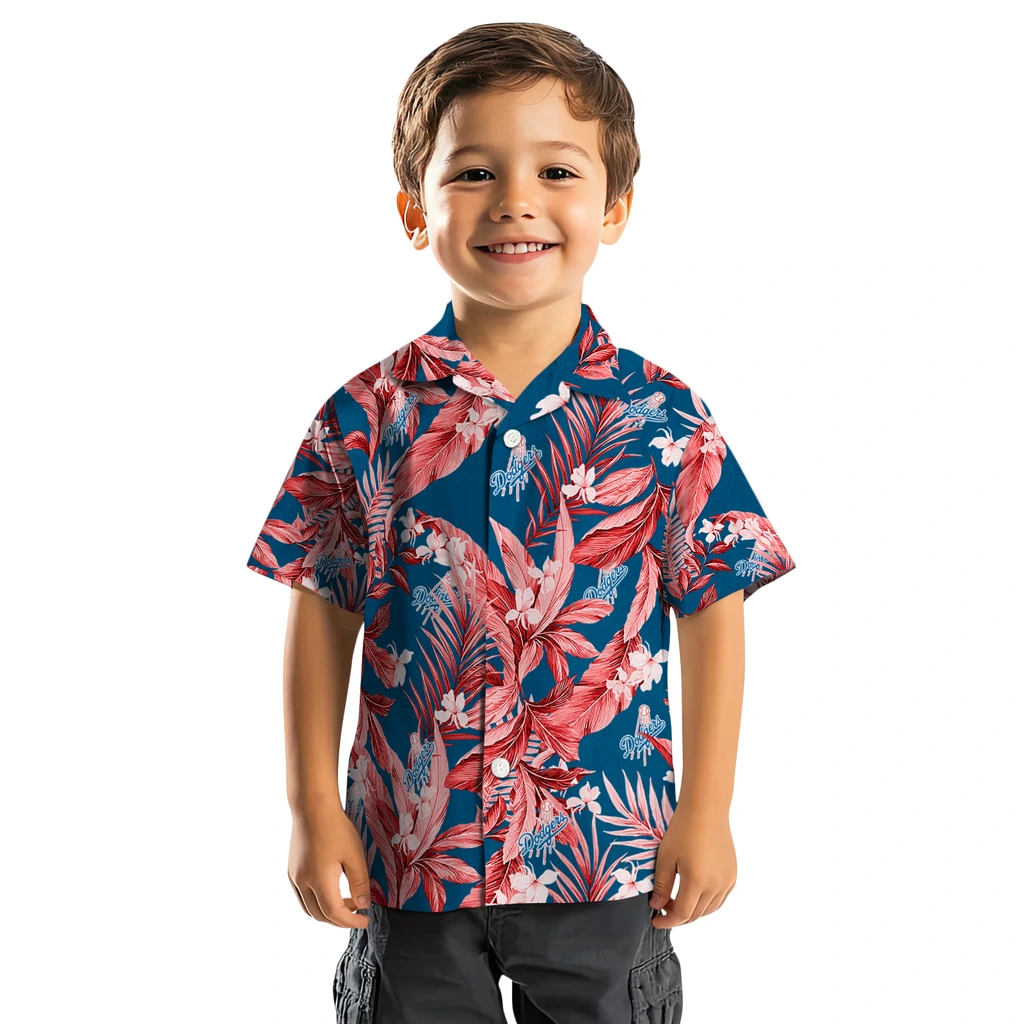 Los Angeles Dodgers Hawaiian Shirt - Palm Leaves los angeles dodgers palm leaves blue hawaiian shirts top rated