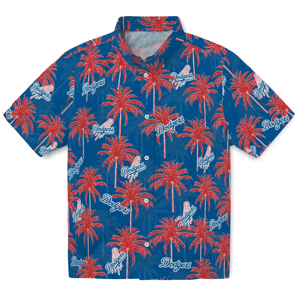 Los Angeles Dodgers Hawaiian Shirt - Palm Tree Motif los angeles dodgers palm grove blue hawaiian shirts best selling