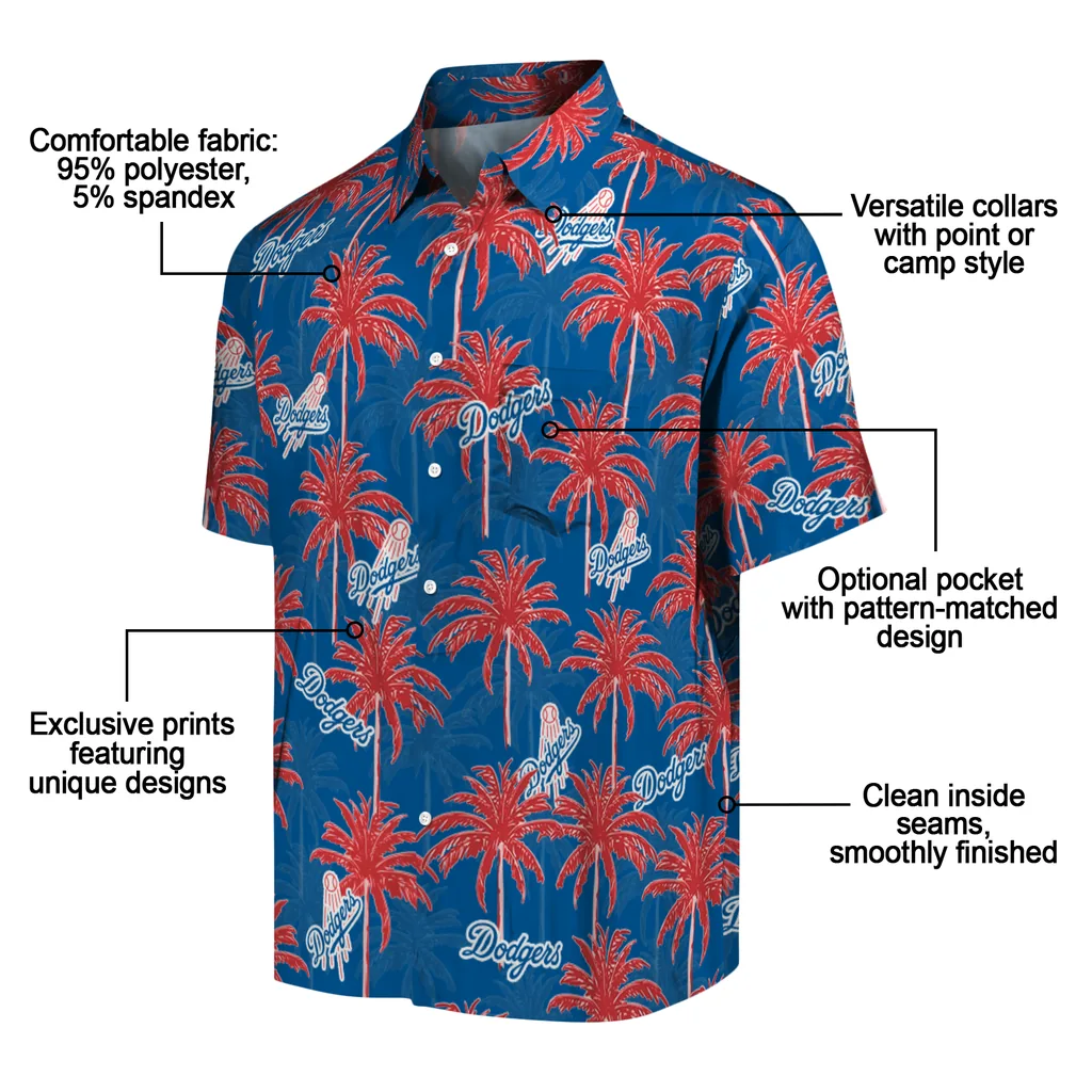 Los Angeles Dodgers Hawaiian Shirt - Palm Tree Motif los angeles dodgers palm grove blue hawaiian shirts new arrival