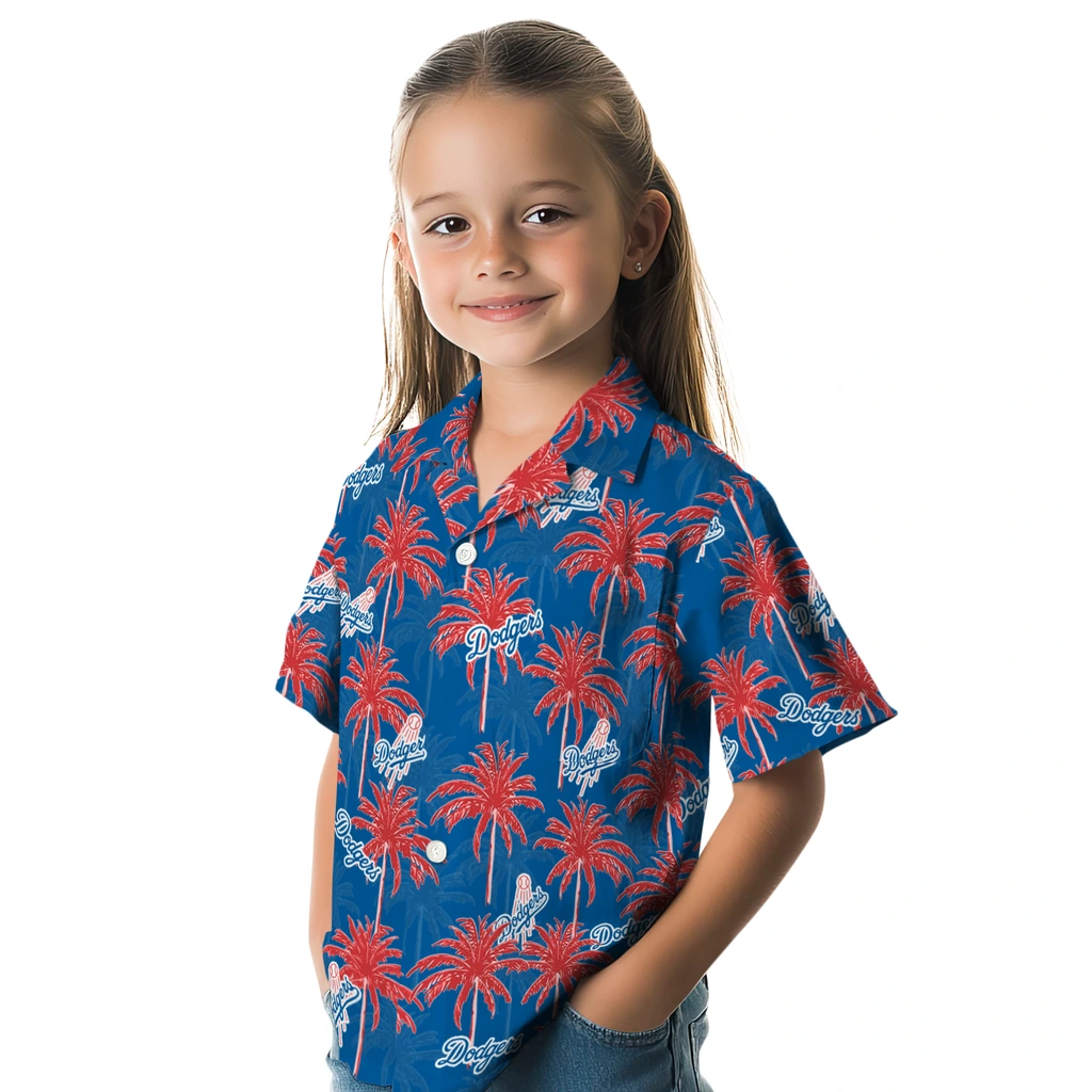 Los Angeles Dodgers Hawaiian Shirt - Palm Tree Motif los angeles dodgers palm grove blue hawaiian shirts premium grade