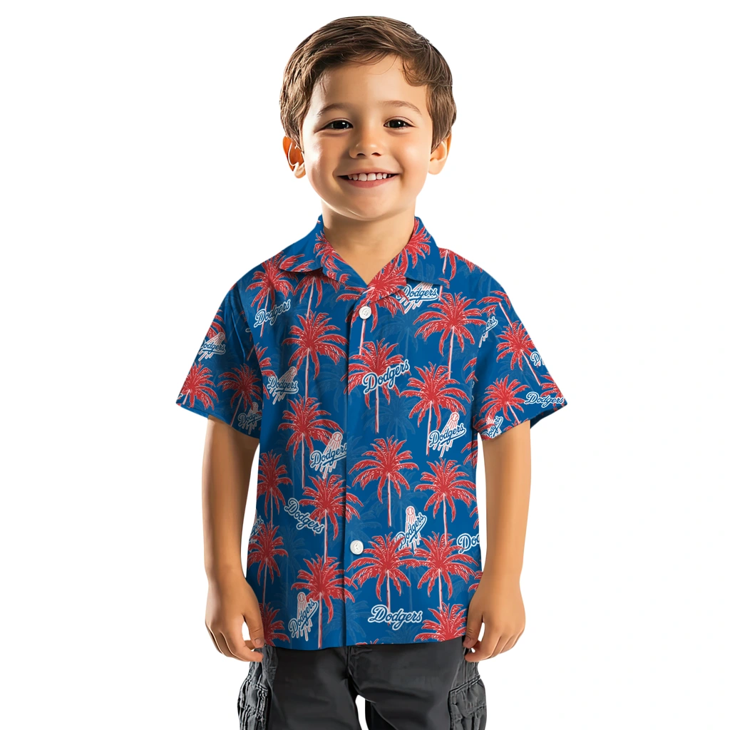 Los Angeles Dodgers Hawaiian Shirt - Palm Tree Motif los angeles dodgers palm grove blue hawaiian shirts top rated