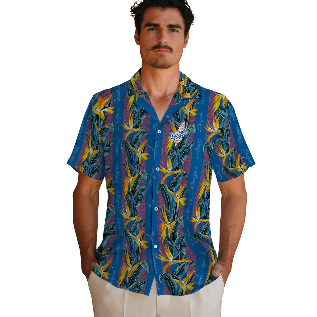 Los Angeles Dodgers Hawaiian Shirt - Paradise Vines los angeles dodgers paradise vines blue hawaiian shirts fashion forward